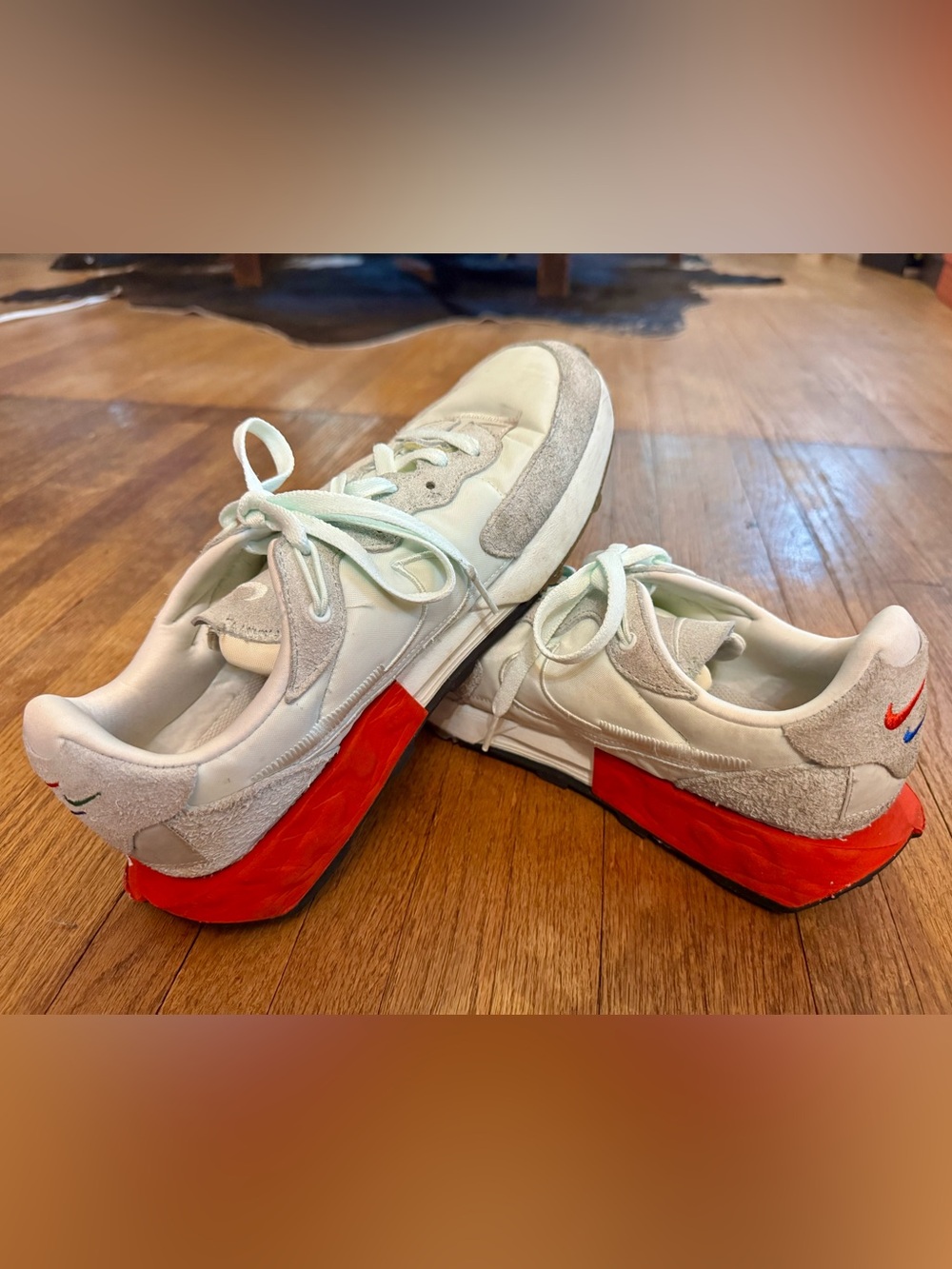 Nike Women's Light Mint Green Fontanka Waffle Sneakers with Red Midsole
